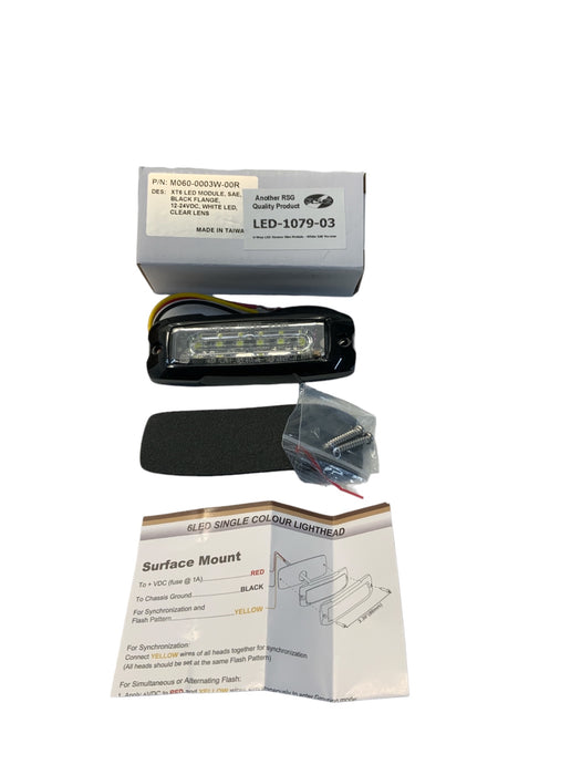 RSG Xtreme Slim 6 WHITE LED Module Black Flange 16 Patterns