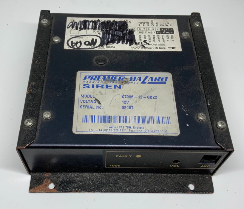 Used Premier Hazard 7006-12-GB22-T Siren Amp With Airhorn Faulty PA