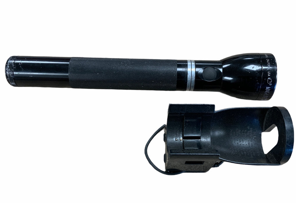Black Rechargeable MagLite Halogen Torch Mag-Charger Flashlight & 12v Charger
