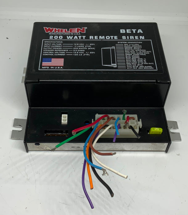 Used Whelen BETA Remote Siren Amplifier With Airhorn 200 WATT BETA112R 12v