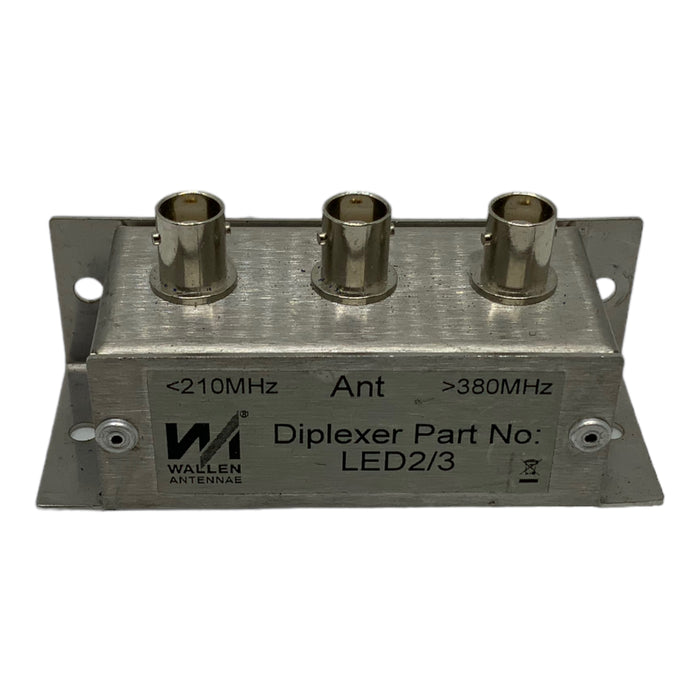 Used Wallen Antennae Diplexer Part No LED2/3 Duplexer <210Mhz >380Mhz