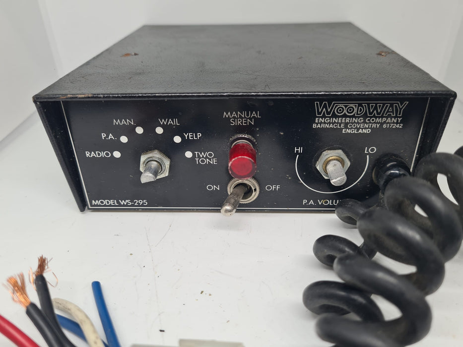 Used Whelen Woodway WS-295 Siren Amplifier & PA Working But Missing Two Knobs