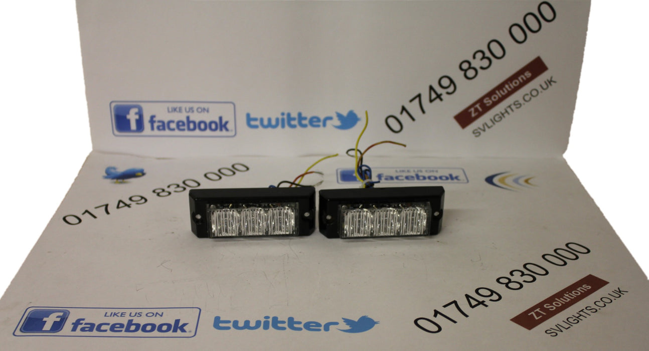 Code 3 Premier Hazard XT3 Warning Led Pair In Colour Blue With Flange And L Bracket