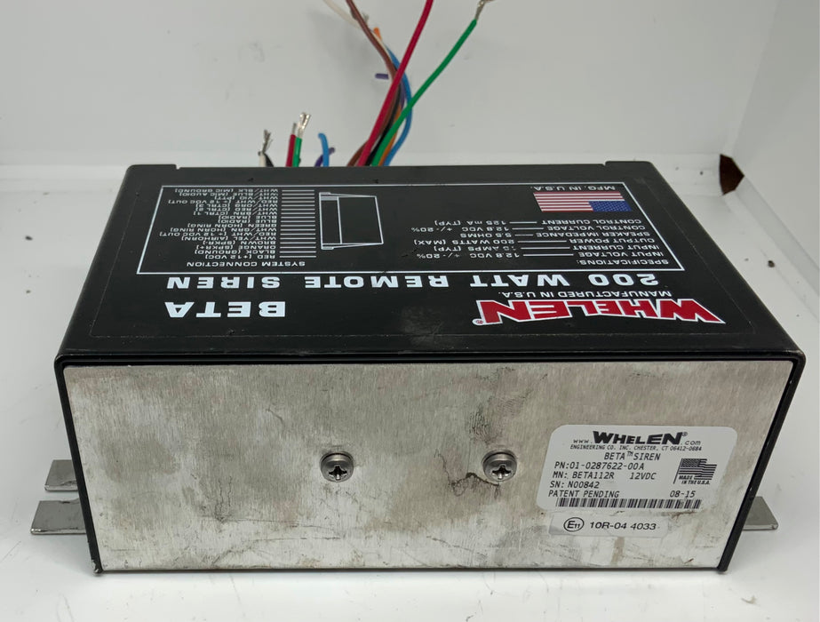 Used Whelen BETA Remote Siren Amplifier With Airhorn 200 WATT BETA112R 12v
