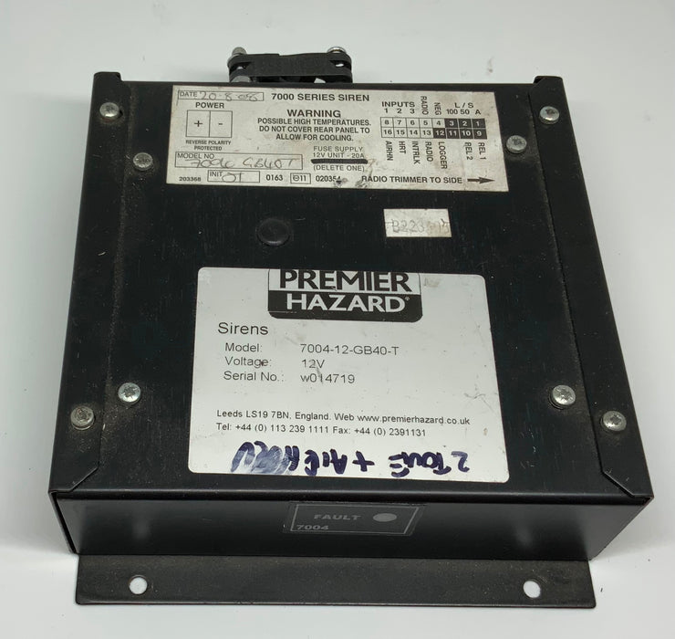Used Premier Hazard 7004-12-GB40-T Siren Amp With Airhorn Without Plugs
