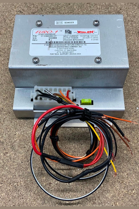Used Whelen Euro-1 Siren Amplifier With Airhorn  12v 200w
