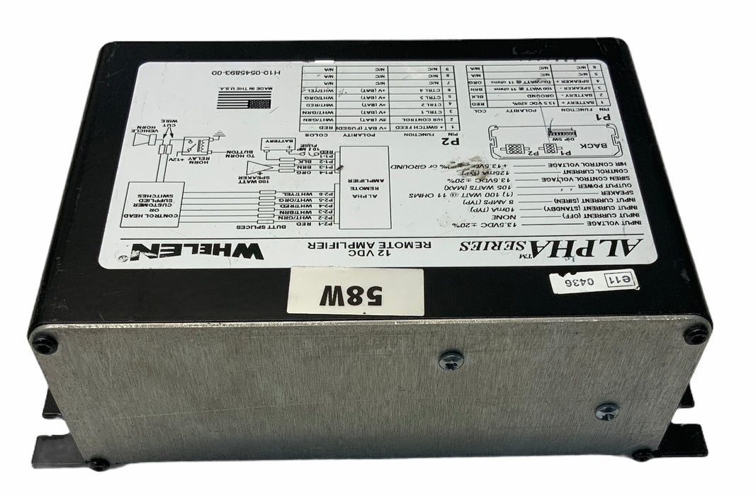 Used Whelen Alpha Siren Amplifier With Airhorn No Plugs 12v 58w