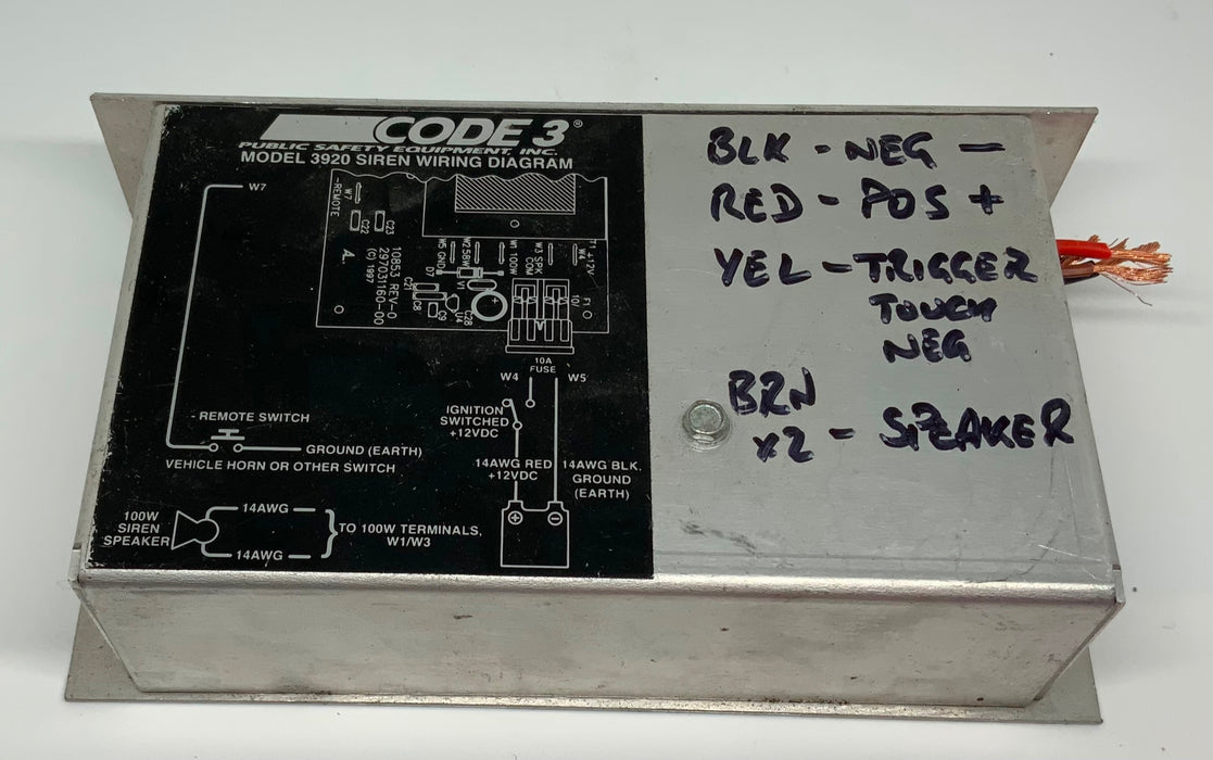 Used Code 3 Model 3920 100W 12v Hand Free Siren Amp