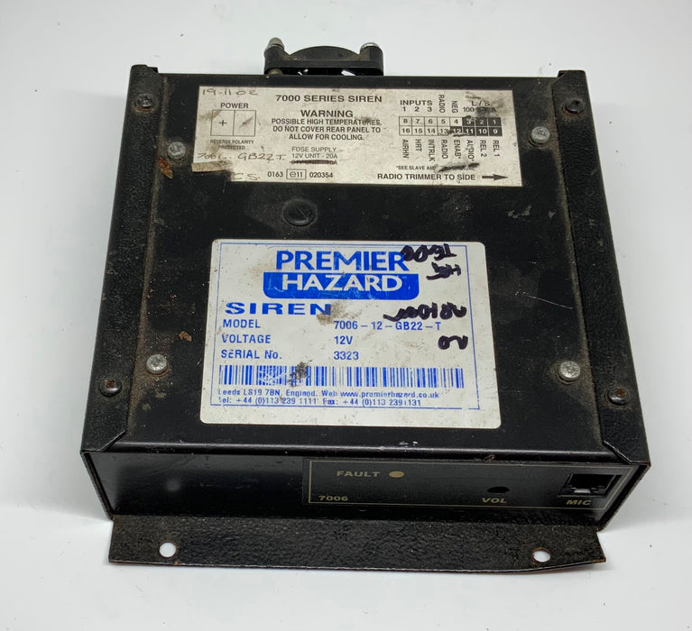 Used Premier Hazard 7006-12-GB22-T Siren Amp Faulty Airhorn