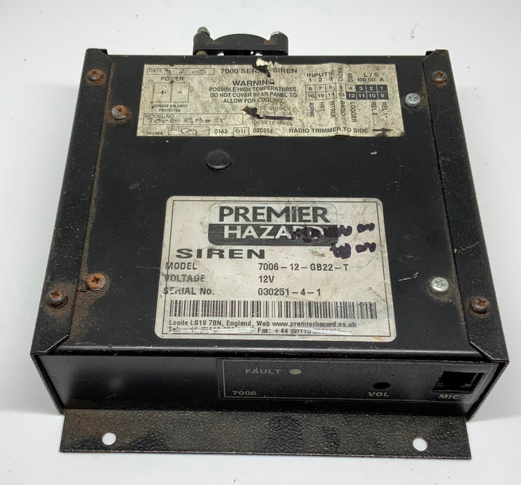 Used Premier Hazard 7006-12-GB22-T Siren Amp Faulty PA And Airhorn