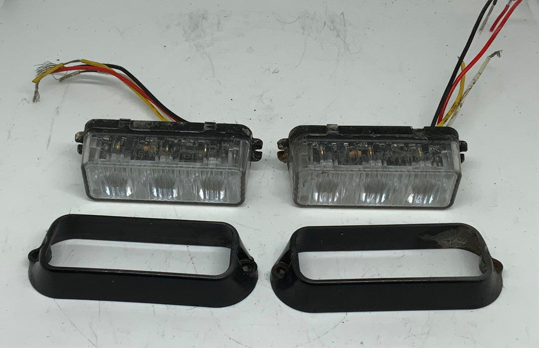 RSG Diablo II 3 Way LED Warning Light Pair In White With Flange Used Grade B